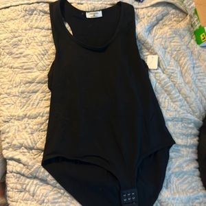 Plus Size black racerback bodysuit